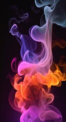 Wall Mural - smoke on black background colorful lights hd resolution with hyper realistic nature background 4k ve