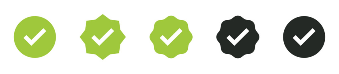 Poster - Verified badge icon tick symbol vector approved check mark icon. set of checkmark icons. for approval, verification, and success designs