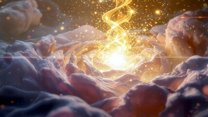 Wall Mural - Self Healing Energy Illuminated by Golden Light in an Ethereal Setting