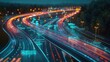 © Sampao - Futuristic highway interchange with electric and smart vehicle lanes highlighted