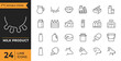 © twenty-icons - Dairy and milk products Outline icon set. Editable stroke. Vector illustration