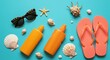© Sabrina - Summer Essentials: a vivid and inviting image featuring an assortment of beach day must-haves, perfectly arranged to beckon viewers toward the sunshine and relaxation.