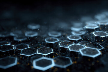 a blockchain technology concept with glowing hexagonal shapes representing cryptocurrency data in fu