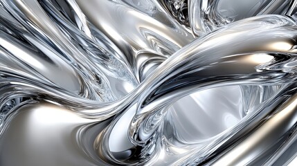 Wall Mural - abstract silver liquid swirls, metallic texture background.