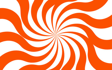 Aufkleber - Abstract vivid spiral pattern featuring alternating orange and white wavy radial lines. Dynamic, hypnotic vortex effect. Swirling lines twist outward with curvature with motion and energy.