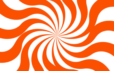 Aufkleber - Abstract vivid spiral pattern featuring alternating orange and white wavy radial lines. Dynamic, hypnotic vortex effect. Swirling lines twist outward with curvature with motion and energy.