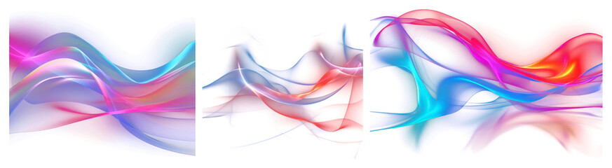 Canvas Print - png vibrant abstract colorful waves, element set on transparent background