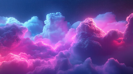 Wall Mural - pink and blue hued digital cloud representing the power of in cloud optimization algorithms