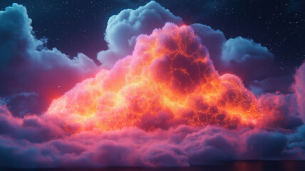 Wall Mural - digital cloud data center showing networked system visualization for cloud computing technology