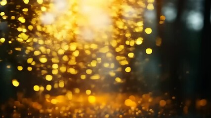 Wall Mural - golden abstract bokeh effect overlay background animation video sequence