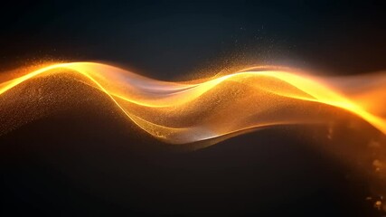 Wall Mural - golden energy wave with glowing particles, abstract background for presentation slides