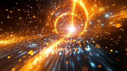Wall Mural - hyperspace jump abstract background animation with glowing particles and light trails