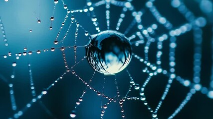 Water drop in spider web