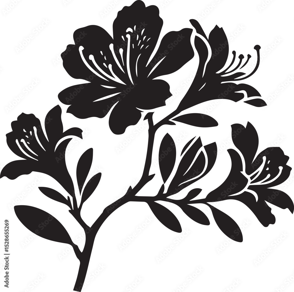 azalea flower vector illustration, azalea flower logo, flower ...