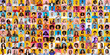 © Prostock-studio - A vibrant collage features a collection of diverse faces from various backgrounds, each expressing different lifestyles and emotions