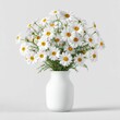 © kharom - Fresh and Vibrant Floral Arrangement of White Daisies in a Simple White Vase on a Light Background