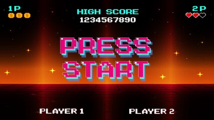 Wall Mural - press start insert a coin to continue. pixel art. 8 bit game. retro game. for game assets .retro fut