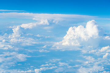 Wall Mural - blue sky with a few clouds. The sky is very bright and the clouds are scattered throughout. Beautiful cloud in blue sky. White fluffy clouds in the sky.