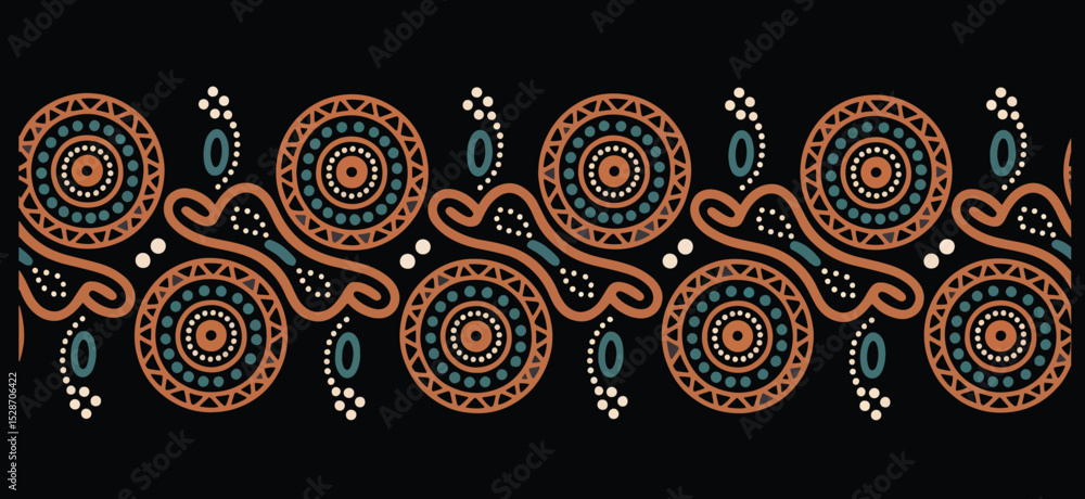 Australian aboriginal art seamless pattern border isolated on ...