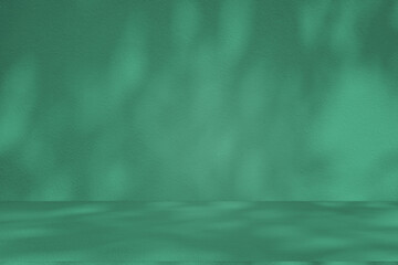 Poster - Wall interior background, studio and backdrops show products. with leaf shadow leaf from window color green and white. background for text insertion and presentation of product	
