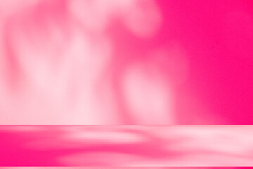 Leinwandbilder - Wall interior background, studio and backdrops show products.with shadow from window color pink background for text insertion and presentation interior decoration	