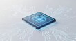 © Bruno Stock - Close up of a microchip with glowing blue circuits on a white background