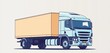 © Naksit - Modern flat line art icon of a diesel-powered logistics truck for cargo delivery,  shipping container,  goods