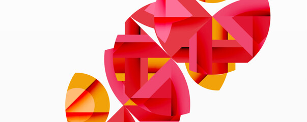 Aufkleber - Abstract geometric shapes, vibrant reds, oranges dominate composition. Minimalist style, clean lines, modern aesthetic. Bright colors create dynamic visual impact.