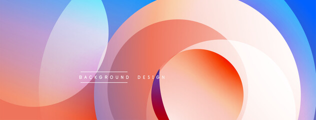 Aufkleber - Abstract fluid shapes overlap, creating vibrant color gradients. Modern design with orange, blue, purple hues. Background element.