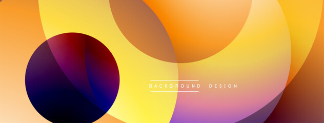 Poster - Abstract vibrant overlapping circles create dynamic gradient background. Warm colors dominate composition, offering modern aesthetic.