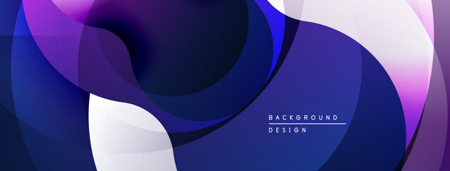 Aufkleber - Abstract fluid shapes, purple hues dominate. Overlapping layers create dynamic visual flow. Modern design element for backgrounds.