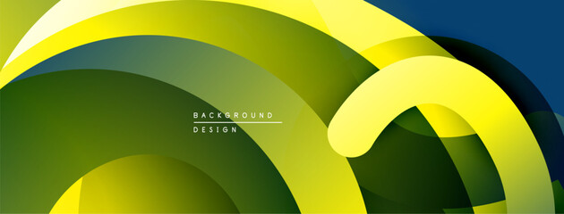 Aufkleber - Abstract flowing shapes, vibrant greens, yellows, blues. Modern design, smooth gradients create dynamic composition. Minimalist aesthetic.