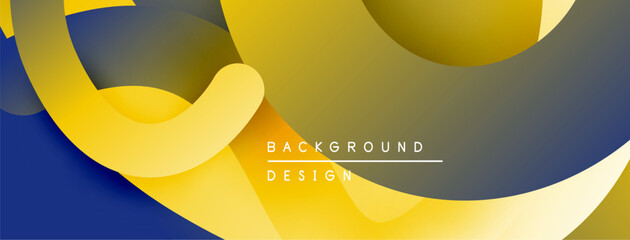 Aufkleber - Abstract design features flowing yellow shapes over dark blue, gray gradients. Modern aesthetic, dynamic composition, simple text overlay.