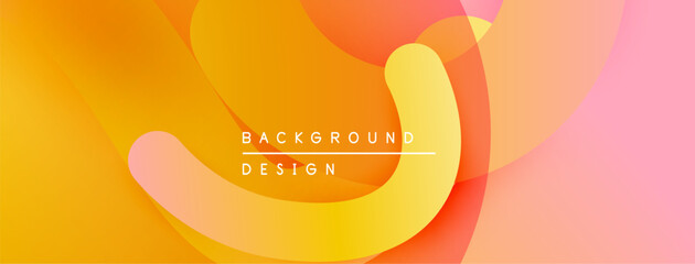 Poster - Abstract fluid shapes, warm color palette. Orange, yellow, pink gradients create dynamic visual effect. Modern design element.