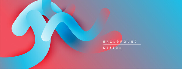 Poster - Abstract fluid shapes, vibrant colors blend. Red, blue gradients create dynamic visual effect. Modern design element.