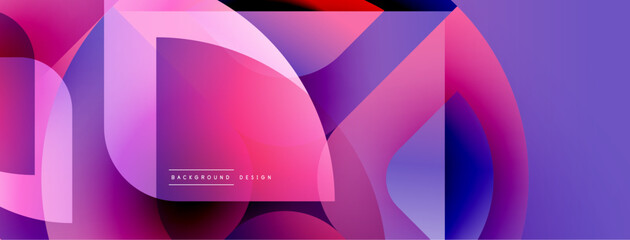 Leinwandbilder - Abstract geometric shapes overlap, creating vibrant pinks, purples, blues. Modern design suggests digital art, background element.