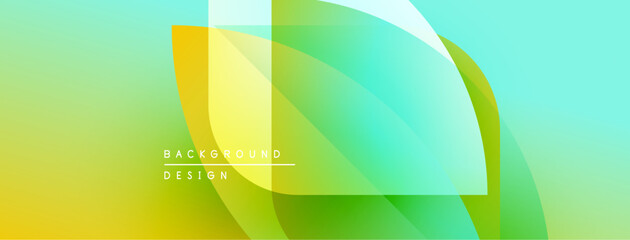 Fototapete - Abstract gradient background. Overlapping shapes create dynamic visual effect. Yellow, green, turquoise hues dominate composition. Modern design element.