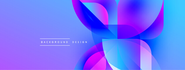 Aufkleber - Abstract vibrant design. Overlapping shapes create dynamic purple, blue gradients. Modern background suitable for digital projects.