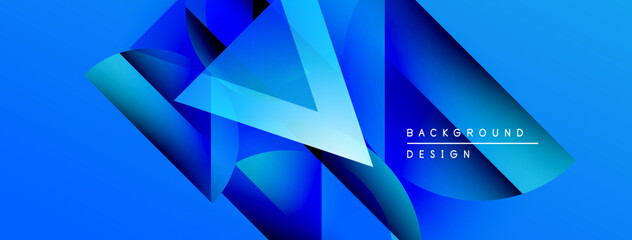 Aufkleber - Abstract blue design features geometric shapes, gradients, dynamic composition. Modern background suitable for digital projects.