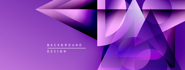 Aufkleber - Abstract purple background. Geometric shapes overlap, creating dynamic visual effect. Modern design suitable for digital projects.