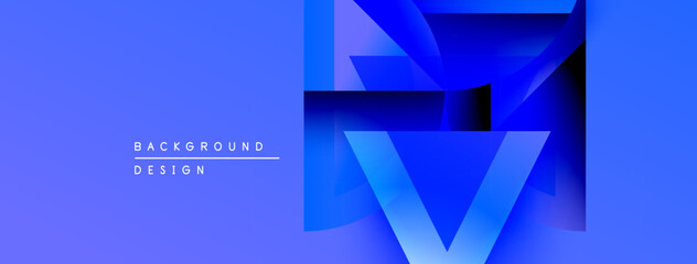 Aufkleber - Abstract blue design. Geometric shapes overlap creating dynamic visual effect. Modern background suitable for presentations, websites.
