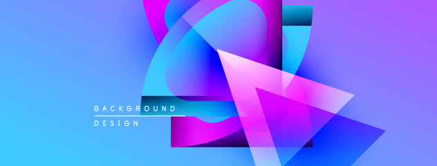 Poster - Abstract vibrant background. Overlapping shapes create dynamic visual effect. Blue, pink, purple hues dominate composition. Modern design elements present.