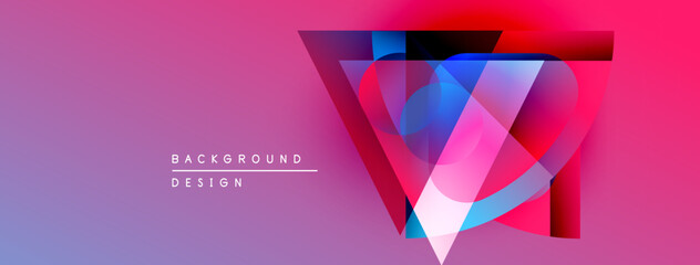 Aufkleber - Abstract geometric design. Vibrant pinks, blues create layered effect. Modern background suitable for digital projects.