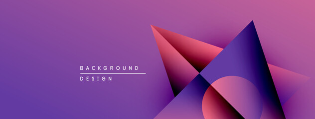 Poster - Abstract geometric shapes, purple hues, modern design. Gradient colors create dynamic visual effect. Minimalist composition.