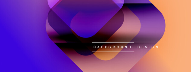 Leinwandbilder - Abstract fluid shapes blend purple, orange hues. Modern design features text background design. Gradient colors create dynamic visual effect.