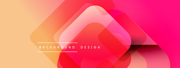 Fototapete - Abstract gradient background. Overlapping squares create dynamic visual effect. Warm colors dominate composition, offering modern aesthetic.