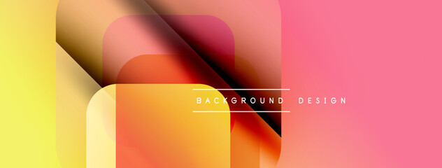 Poster - Abstract geometric shapes overlap, creating vibrant color gradients. Yellow, orange, pink hues dominate composition. Modern design element.