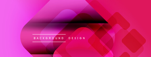 Poster - Abstract pink background. Overlapping shapes create modern design. Gradient colors, smooth transitions, simple text element present.