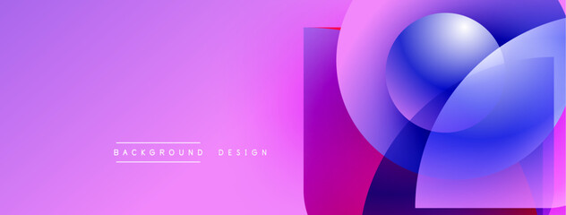 Fototapete - Abstract gradient background. Pink, purple hues blend smoothly. Overlapping circles create dynamic visual effect. Minimalist design elements present.