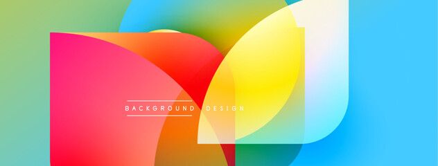 Fototapete - Abstract colorful shapes overlap. Vibrant gradients create dynamic visual effect. Modern design elements suggest creativity, energy.
